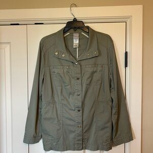Chico's Blue Green Utility Jacket, Size 1, $30